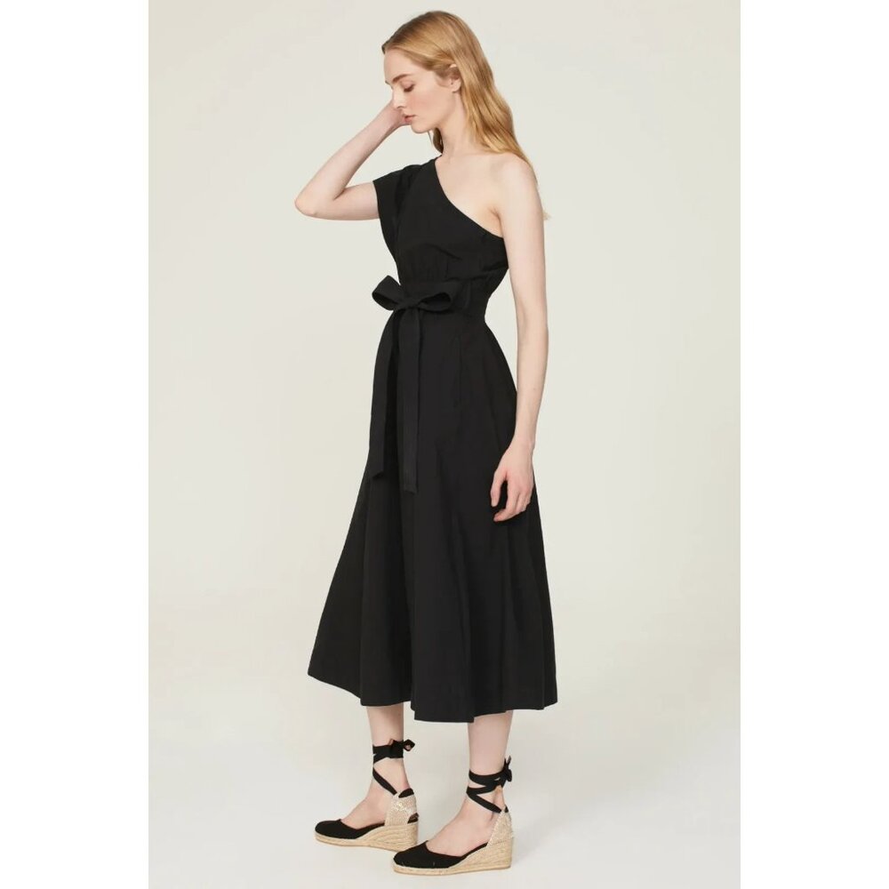 Madewell One-Shoulder Ruffled Midi Dress – True Black, Size 2 Casual & Cocktail - Picture 8 of 15